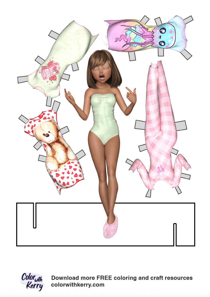 free sleep over paper doll and mix of outfits