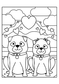 Download and print coloring pages of loving dogs