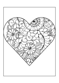 Free print love you coloring page of floral heart