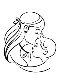 free love you coloring page adults or kids of mother and child