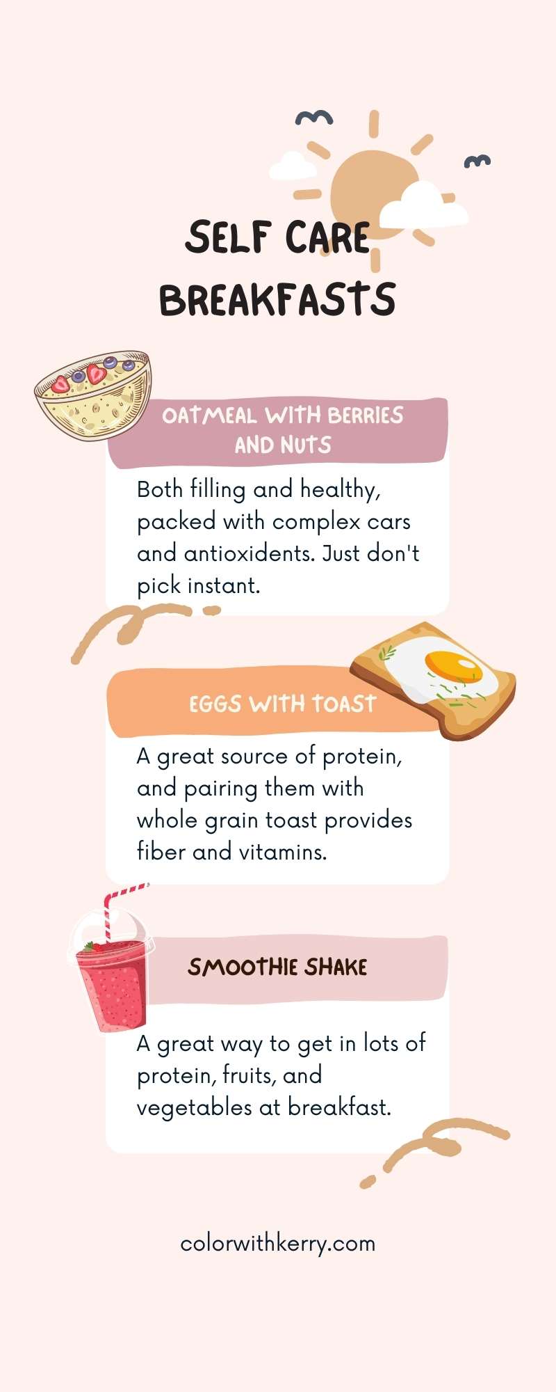 Infographic for self care breakfast ideas