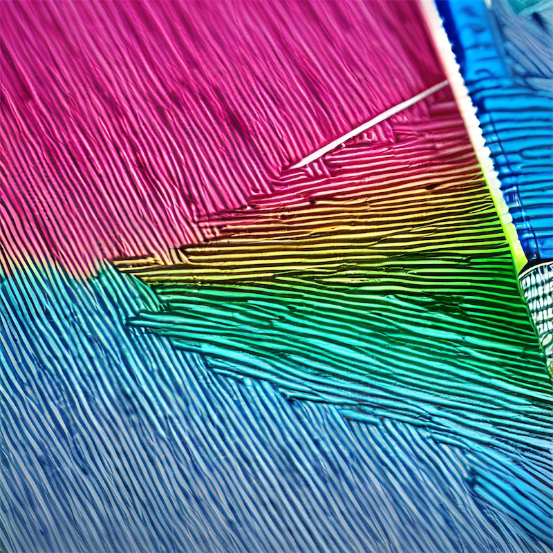 digital illustration a close up of a pencil tip with colorful lead as it scratches across a white notepad. Fun, bright, colorful, creative and playful aesthetic.
