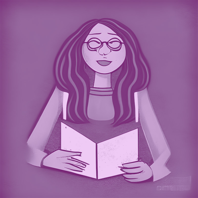 Purple tone image of woman reading a book