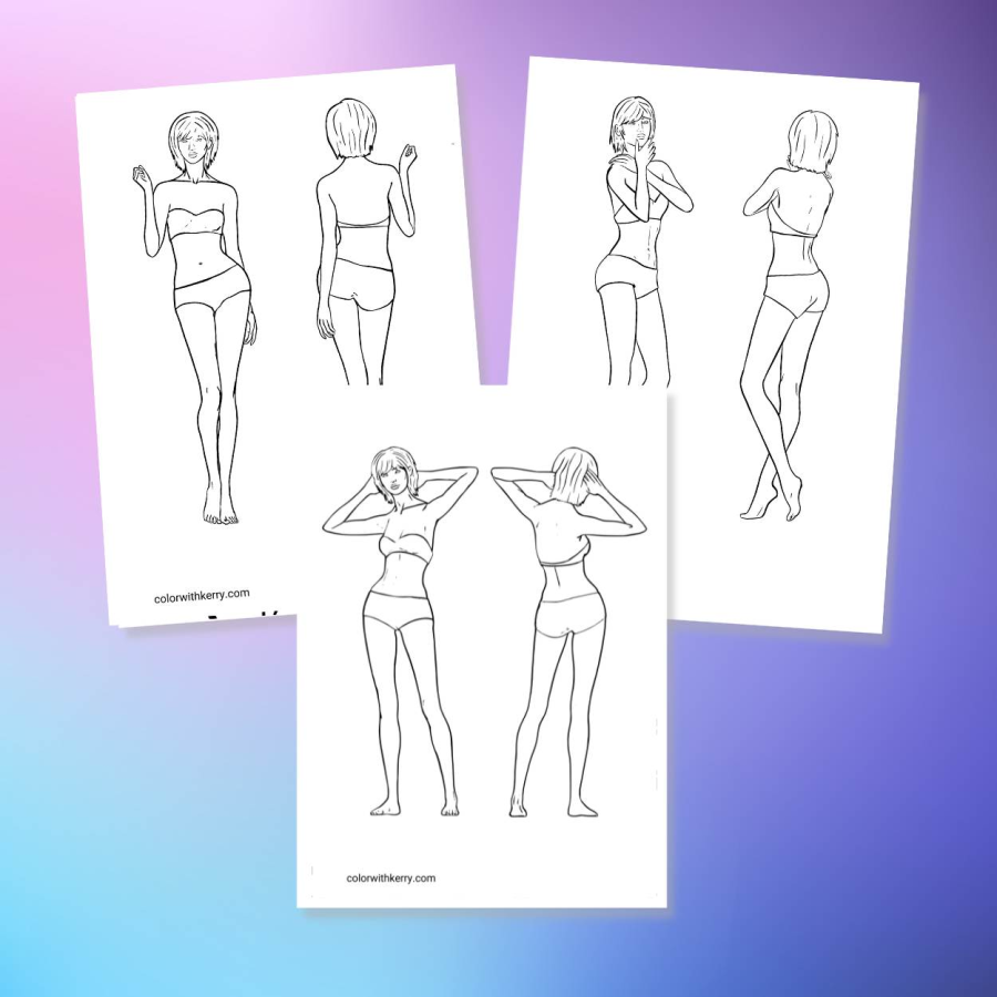 Free fashion croquis figure templates with a variety of poses