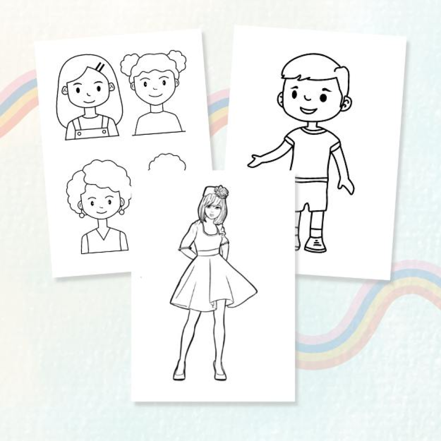 coloring sheets of people outlines