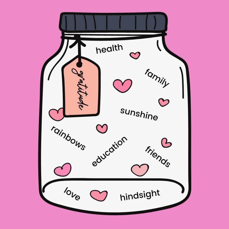 a collection of gratitude words in a jar