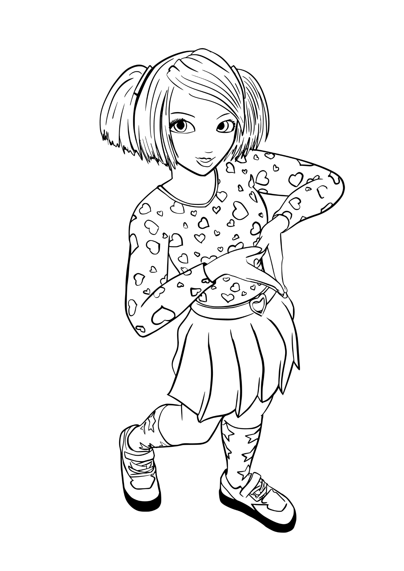  Girl in heart outfit coloring page
