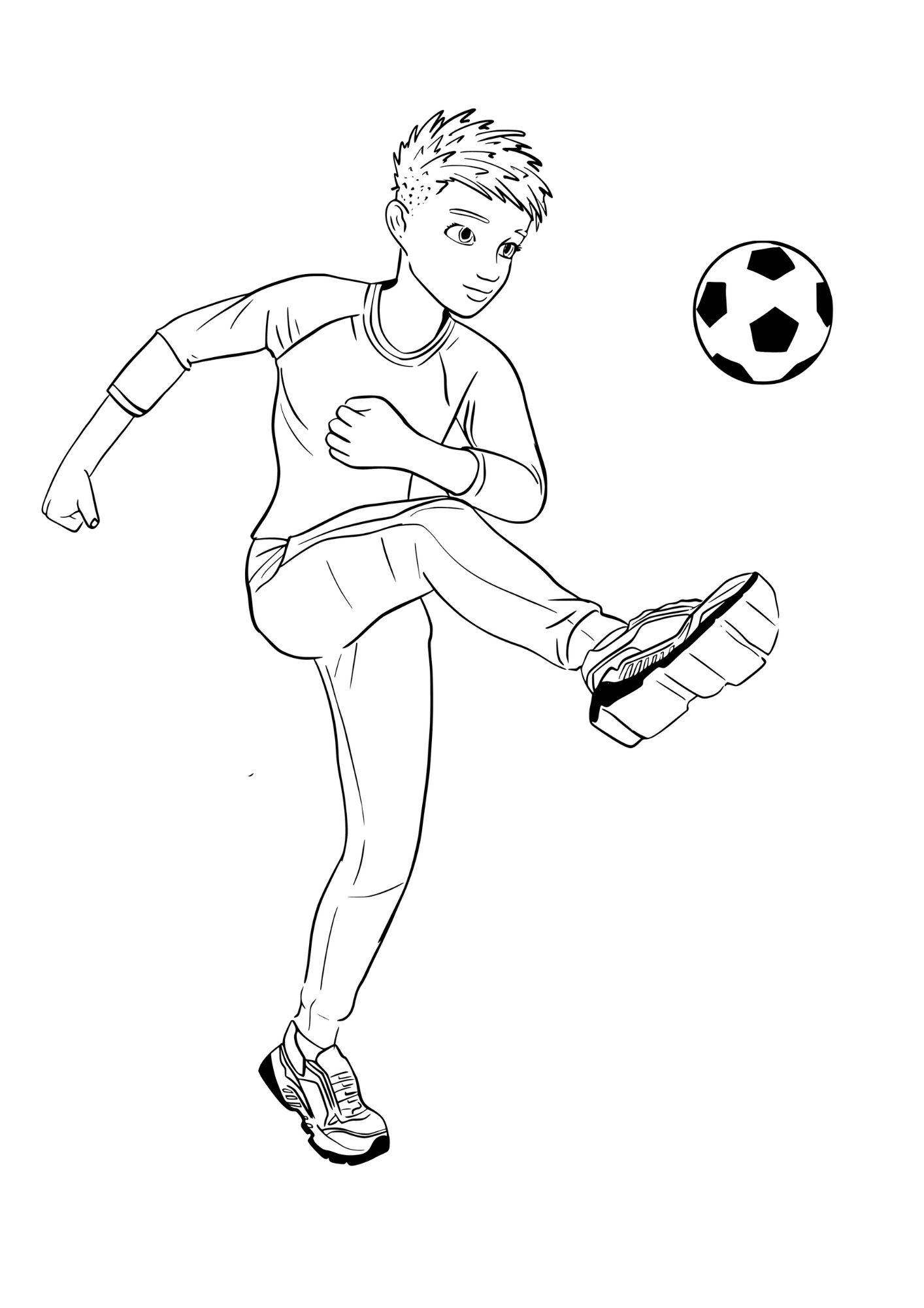 Coloring page boy playing football