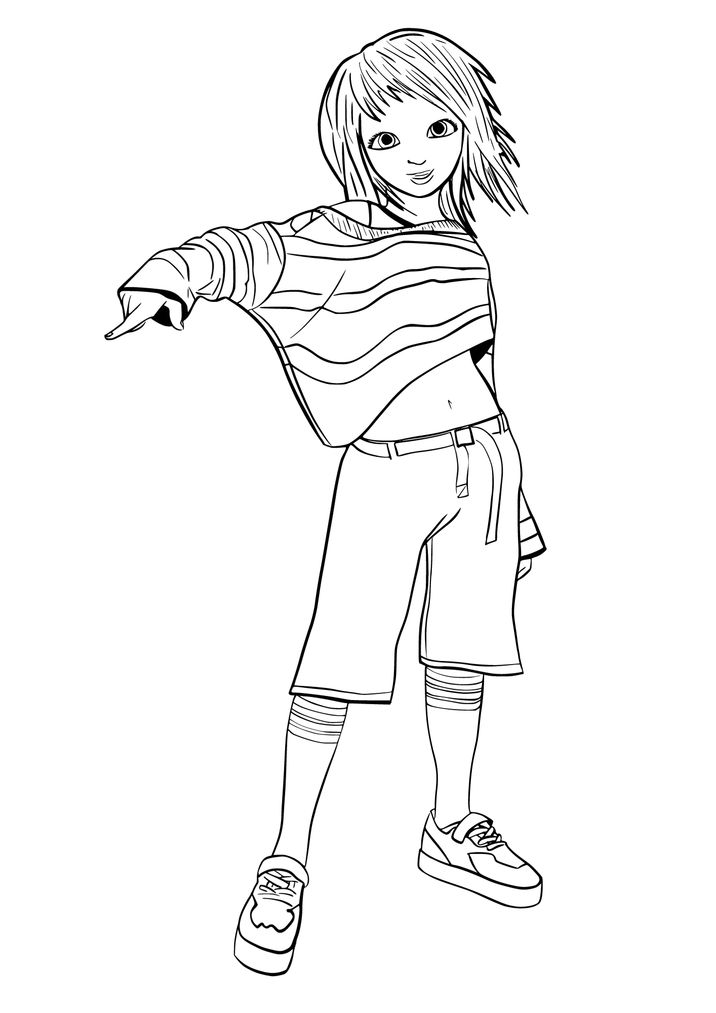 Street style girl coloring page