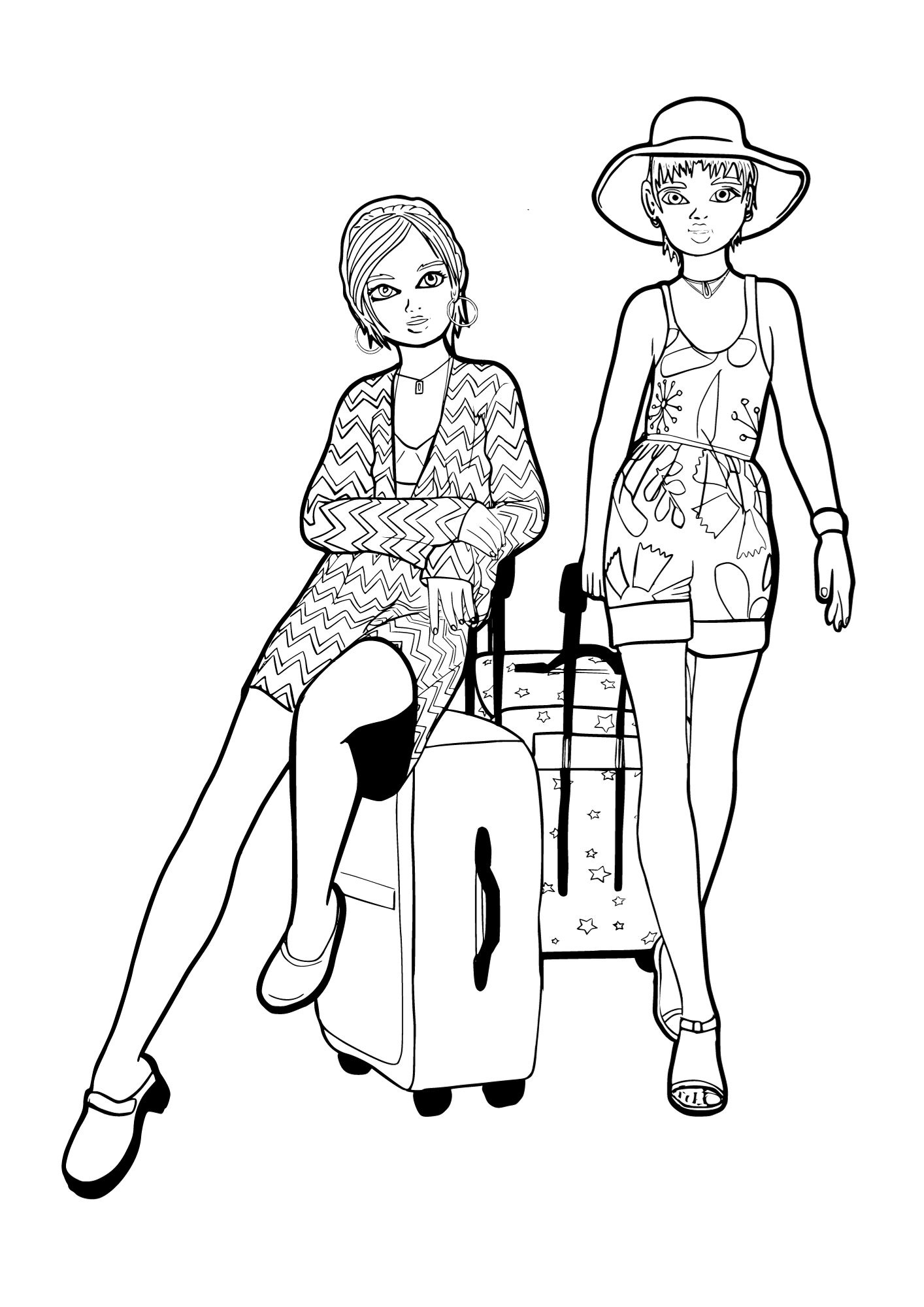 Vacation friends coloring sheet